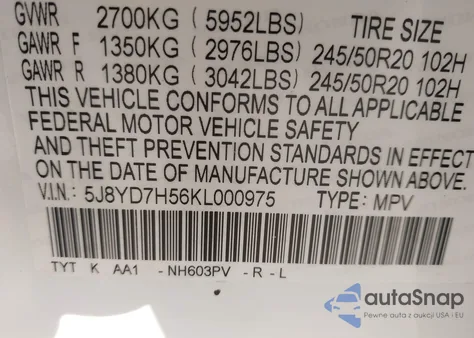 2019 Acura Mdx Sport Hybrid Technology Package z USA, uszkodzony, nr VIN 5J8YD7H56KL000975